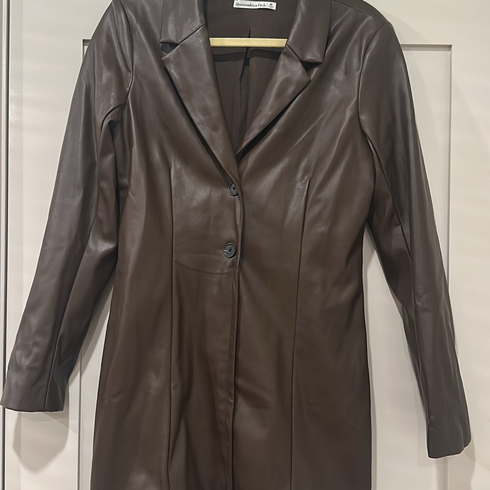 NWOT Abercrombie Brown Long Sleeve Faux Leather Dress
